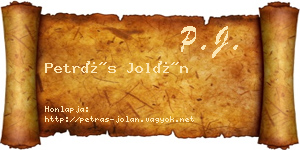 Petrás Jolán névjegykártya